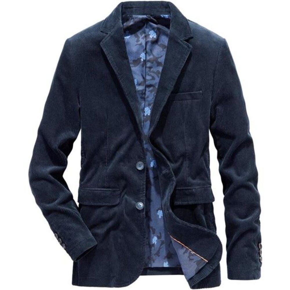 Men's Vintage Casual Work Wear Corduroy Suit Blazer Jacket Sport Coat